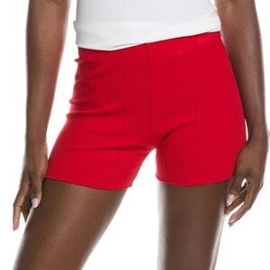 COTTON CITIZEN REVOLVE Ibiza red ribbed knit stretch cotton biker shorts